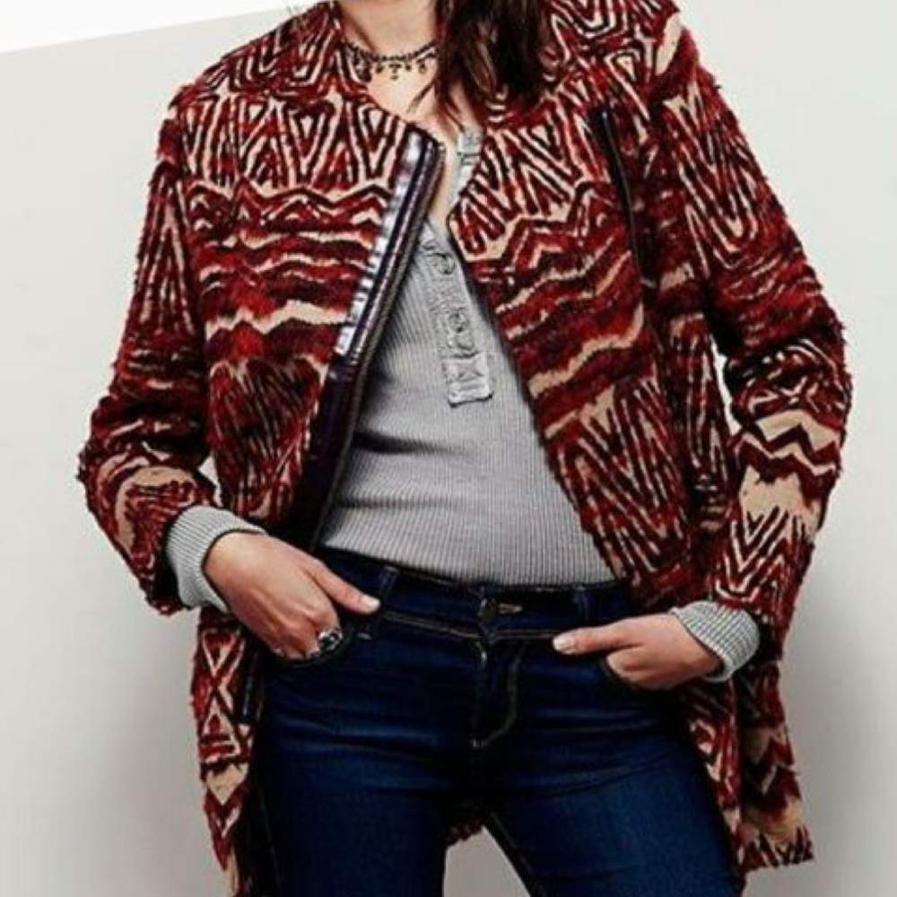 Free people furry  Aztec oversized coat